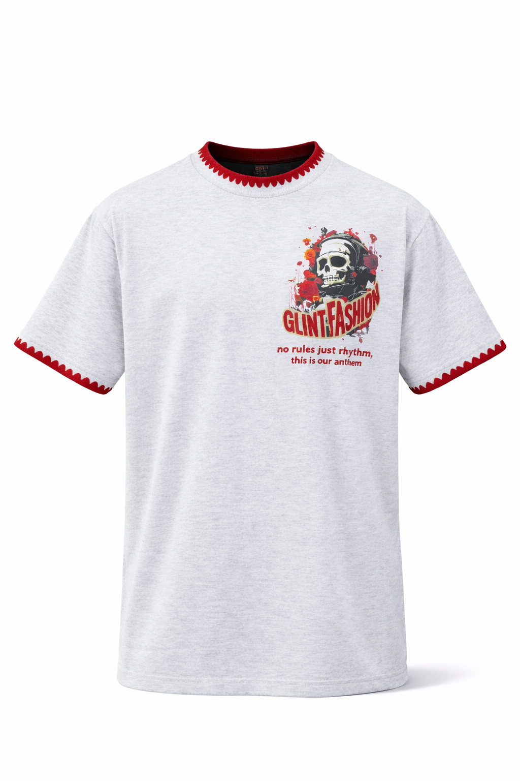 Ash With Touch Of Maron DTF Round Neck (short sleeve)